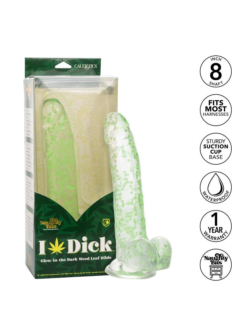 CalExotics Naughty Bits I Leaf Dick Glow-In-The-Dark Wietblad Dildo - Erolanya